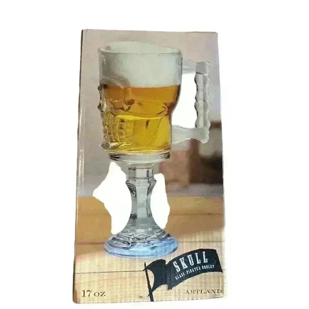 Artland Skull Glass Pirate's Goblet 17 oz Beverage Mug Spooky Theme - Picture 2 of 3